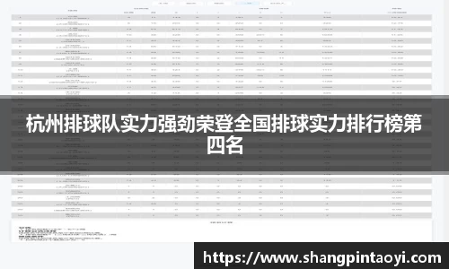 杭州排球队实力强劲荣登全国排球实力排行榜第四名